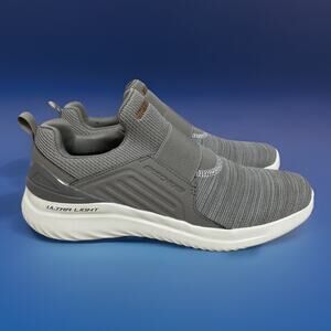 Skechers Mens Sz 10 Gray Slip On Sneakers Stretch Fit Bounder 2.0 Balmore Taupe